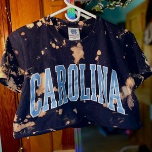 Carolina Rams tee Tar Heels crop top college retro top bleach tie dye